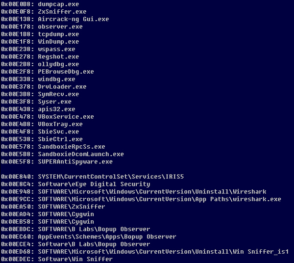 Simda VM detection strings.