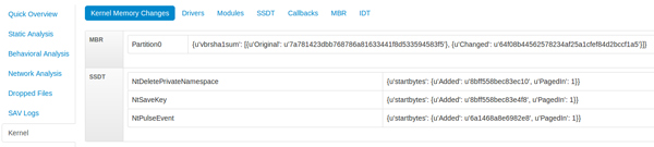 A change in the VBR for partition 0 is identified.