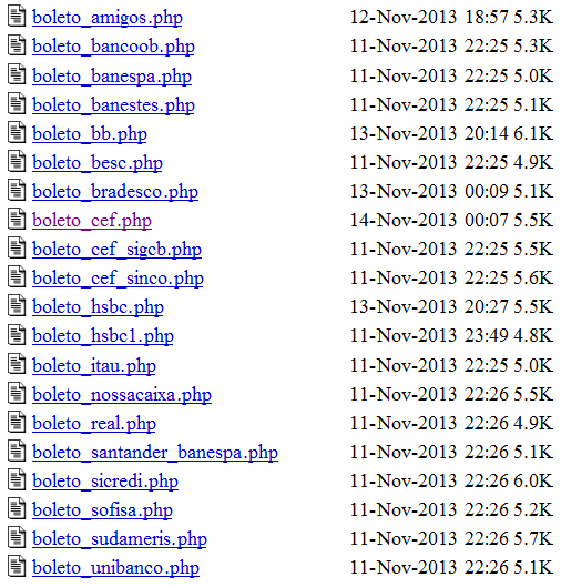 PHP files prepared for each bank.