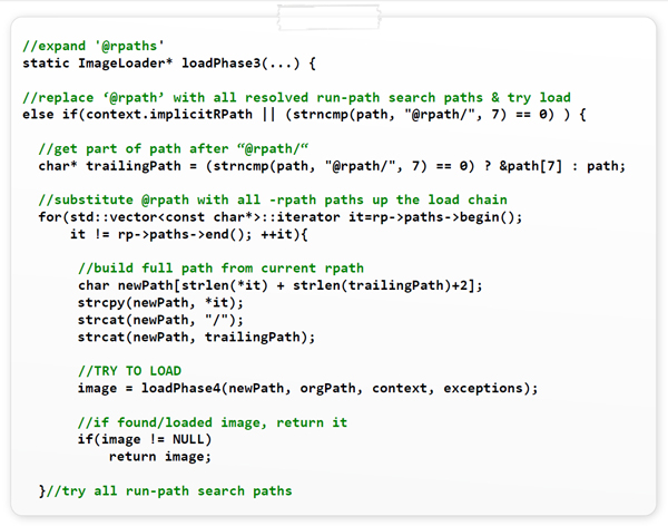 Searching run-path search directories for @rpath’d dylibs.