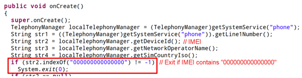 Emulator detection in Android/Crosate.A.