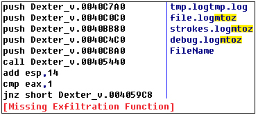 Third exfiltration subroutine with missing exfiltration function.