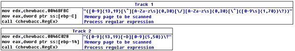 Regular expressions for extracting Track 1 and Track 2 data..