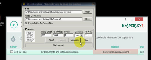 Demonstration of how to evade detection by Kaspersky.