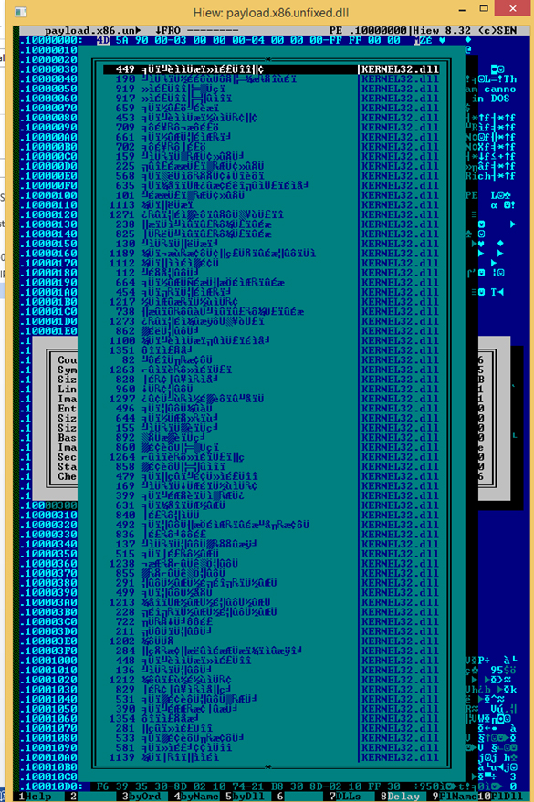 Obfuscated import function names.