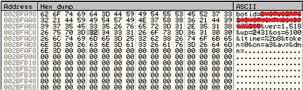 Machine information sent back to the C&C control panel.