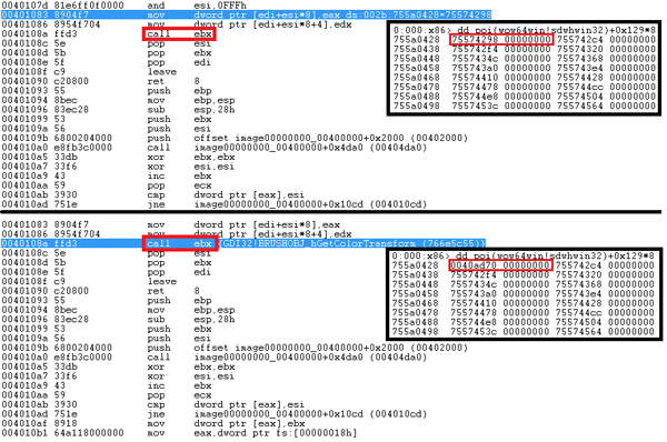 Before and after the overwriting has been done.